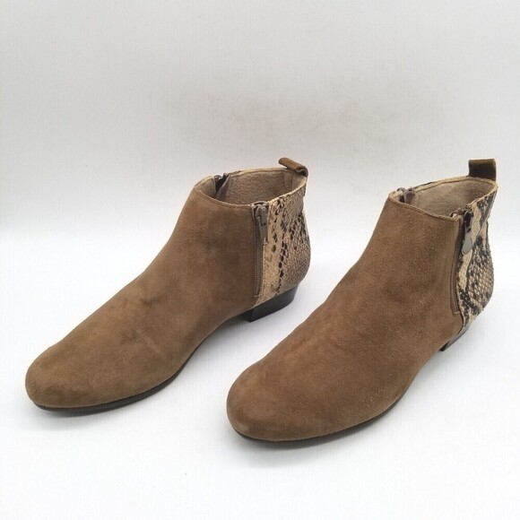 Munro Womens Brown Suede Snake Leather Zipper Lexi  Ankle Booties Size 5.5 M - Picture 3 of 8